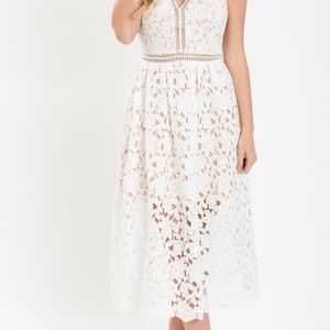 Just me white crochet knit dress